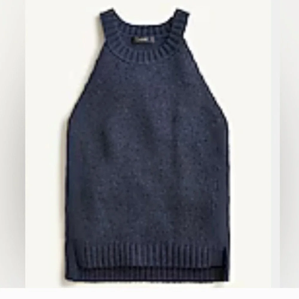 J.Crew Women's Navy Blue Cotton Sleeveless Round Neck Knit Top Size Medium‎